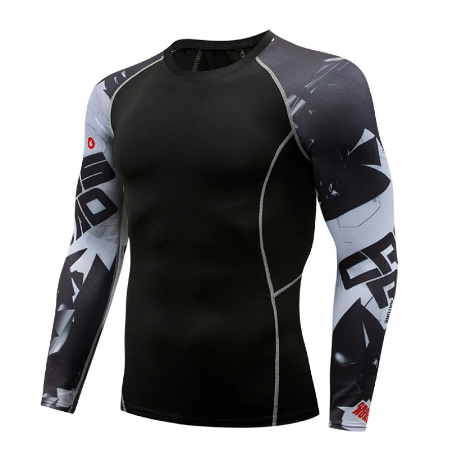 

Men's 3D Three-dimensional Printed Training Stretch Wicking Long Sleeve Workout Clothes TT235