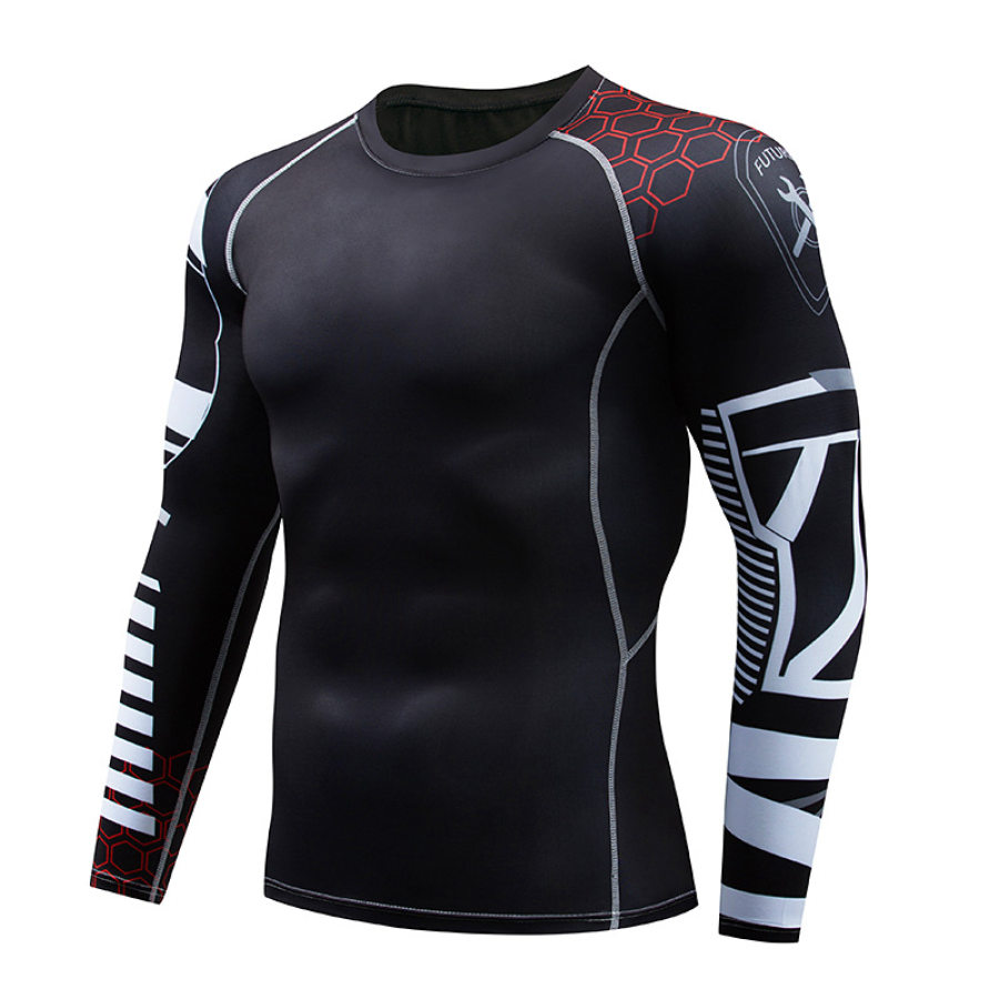 

Men's 3D Three-dimensional Printed Training Stretch Wicking Long Sleeve Workout Clothes TT235
