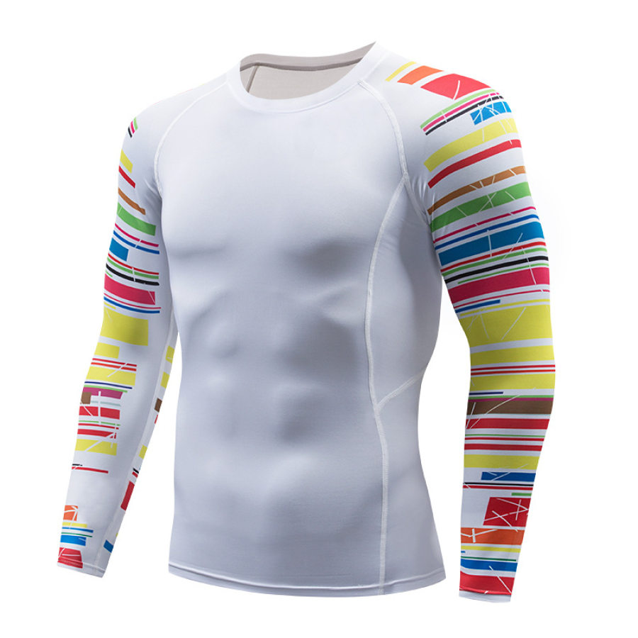 

Men's 3D Three-dimensional Printed Training Stretch Wicking Long Sleeve Workout Clothes TT235