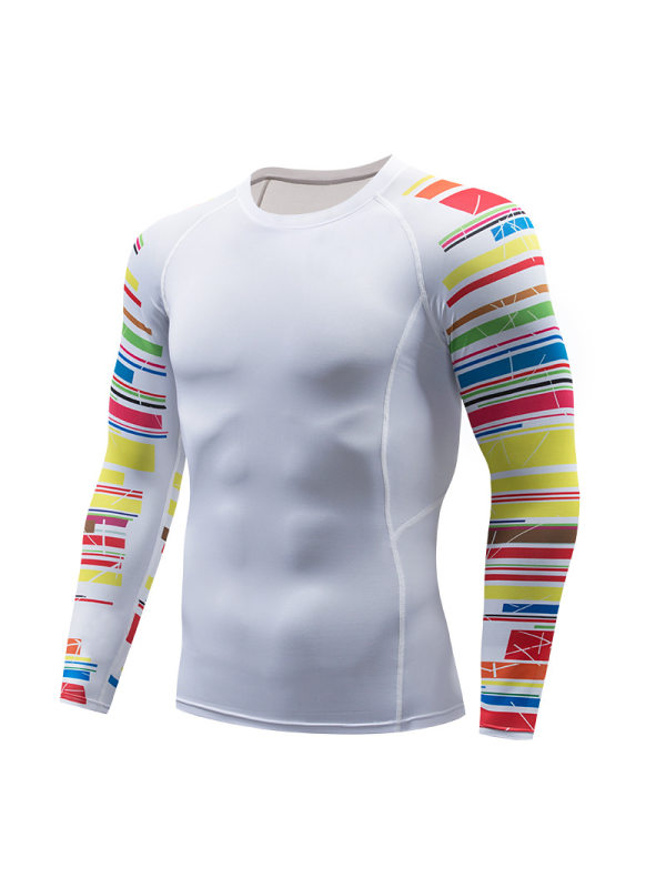 Mens 3D Three dimensional Printed Training Stretch Wicking Long Sleeve Workout Clothes TT235