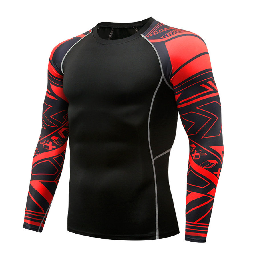 

Men's 3D Three-dimensional Printed Training Stretch Wicking Long Sleeve Workout Clothes TT235