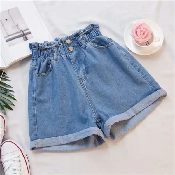 Casual Elastic Loose Denim Shorts - Leanarea.chimpone.com 