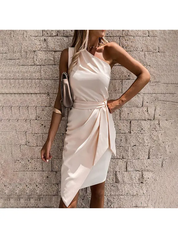 The new  sleeveless tight dress dresses in solid colors for spring and summer - Ininrubyclub.com 