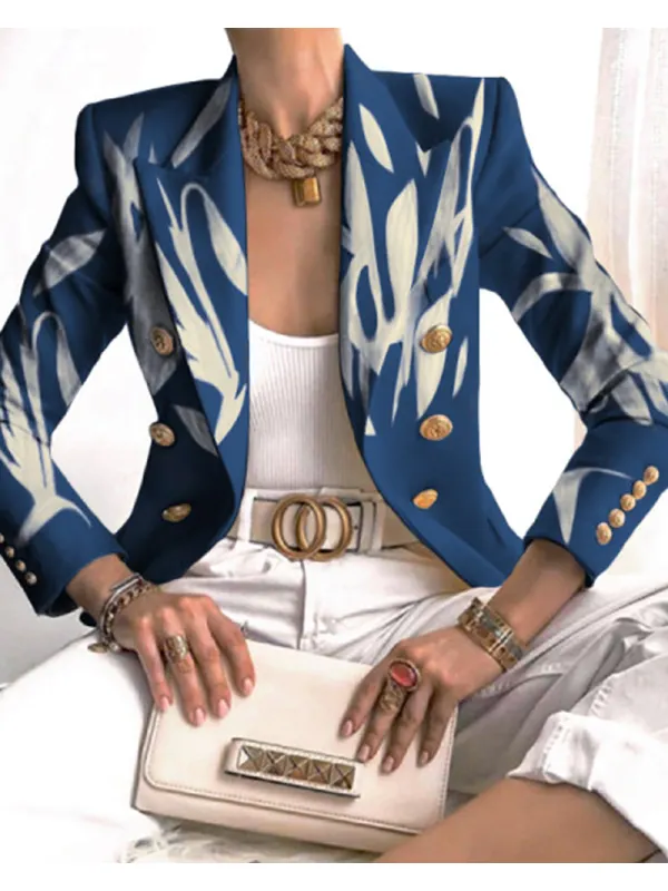 Fashion Casual Double-breasted Design Printed Suit - Ininrubyclub.com 