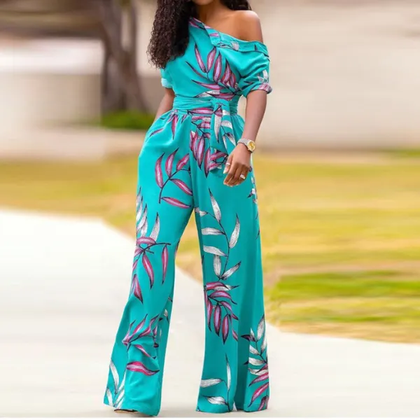 Fashion Sexy Strapless Printed Jumpsuit - Leanarea.chimpone.com 