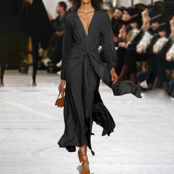 Simple twisted V-neck dress