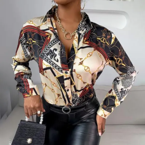 Chain print long sleeve shirt - Leanarea.chimpone.com 