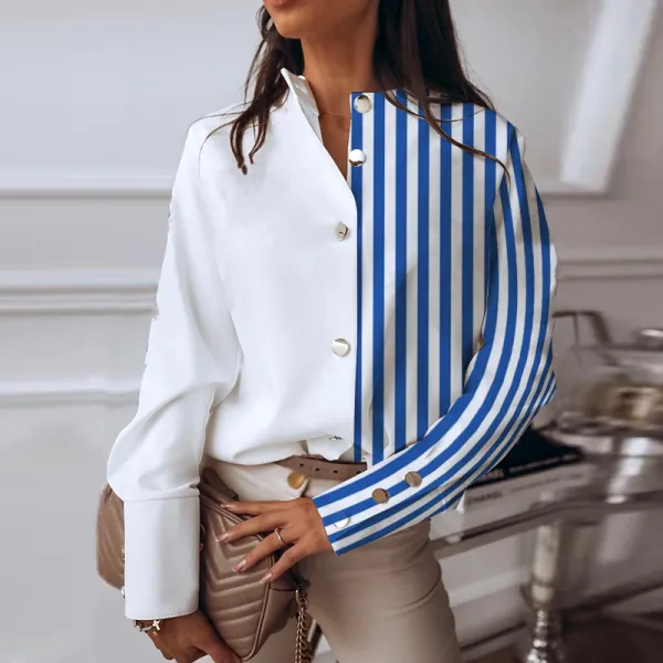 Asymmetric striped print shirt - Leanarea.chimpone.com 
