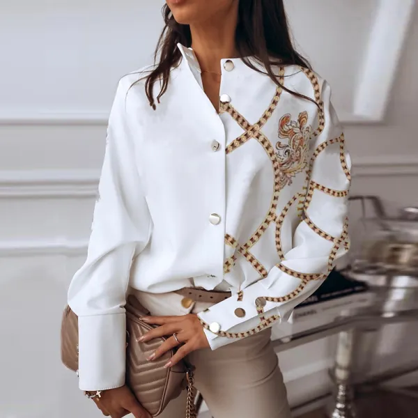 Chain print patchwork shirt - Leanarea.chimpone.com 