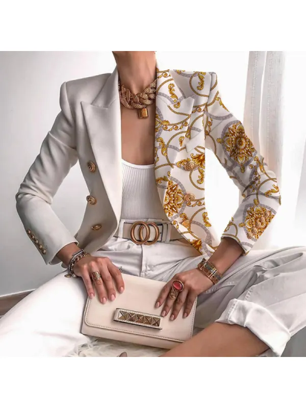 Chain print stitching suit - Anystylish.com 