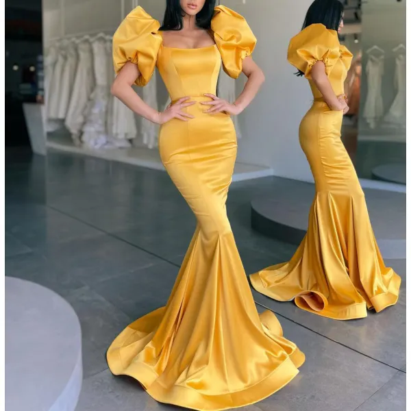 Fashion Puff Sleeve Mermaid Dress - Seeklit.com 
