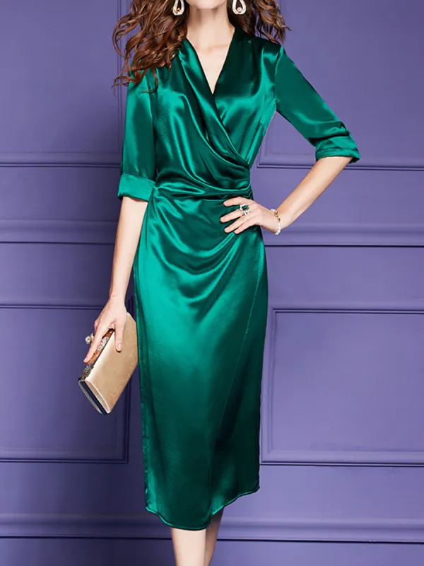 Elegant Slim-fit Pleated Dress - Minicousa.com 