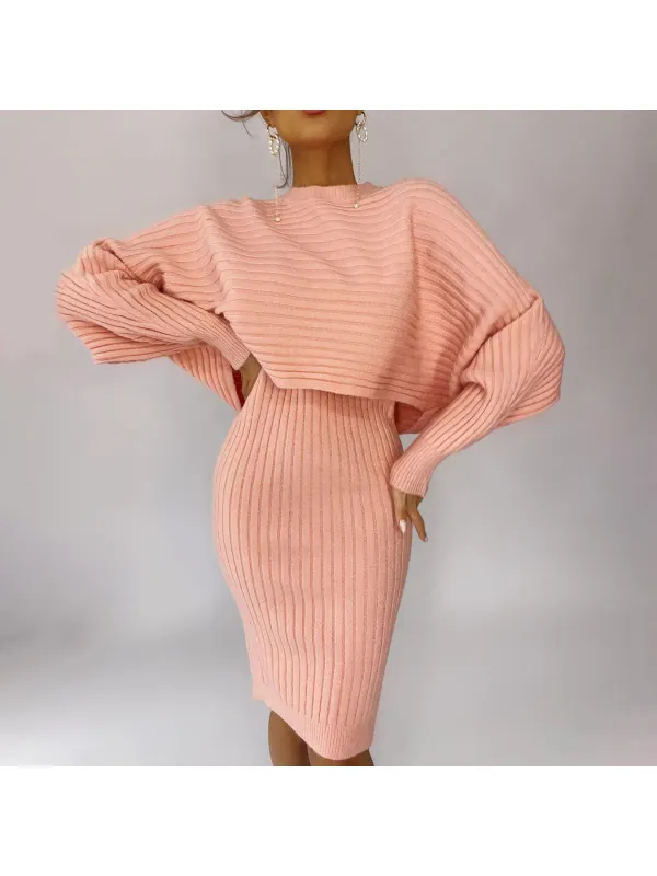 Fashion Solid Color Knitted Suit - Ininrubyclub.com 