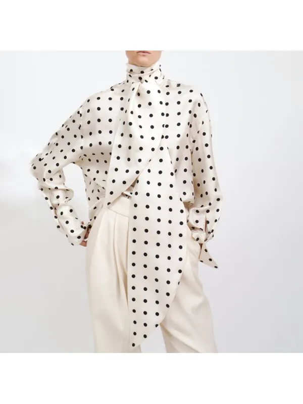 Fashion Polka Dot Long Sleeve Blouse - Ininrubyclub.com 