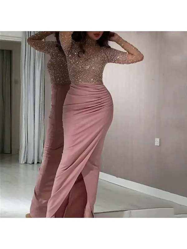 Women's Fashion Sexy Sequin Applique Hip Prom Dress Dress - Clubester.com 