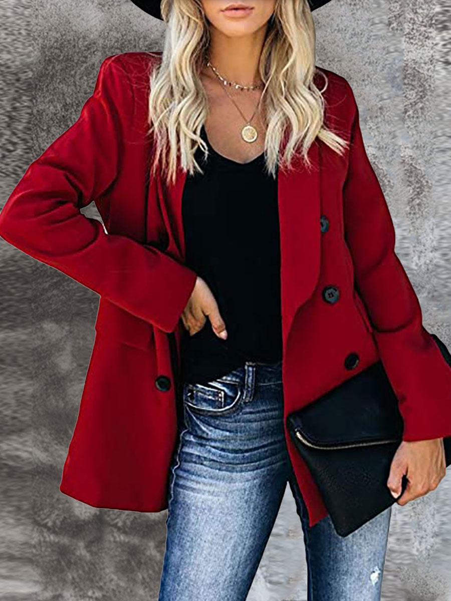 Casual Button Lapel Solid Blazer