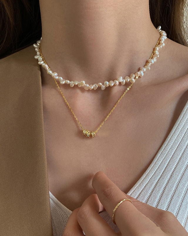 Three Ring Circle Necklace With Diamonds