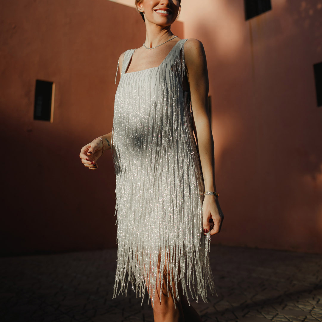 Women's Elegant Sleeveless Fringe Short Dress