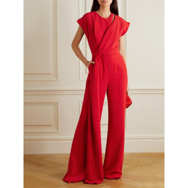 Ladies Elegant Casual Solid Color Jumpsuit - Charmslady.com 