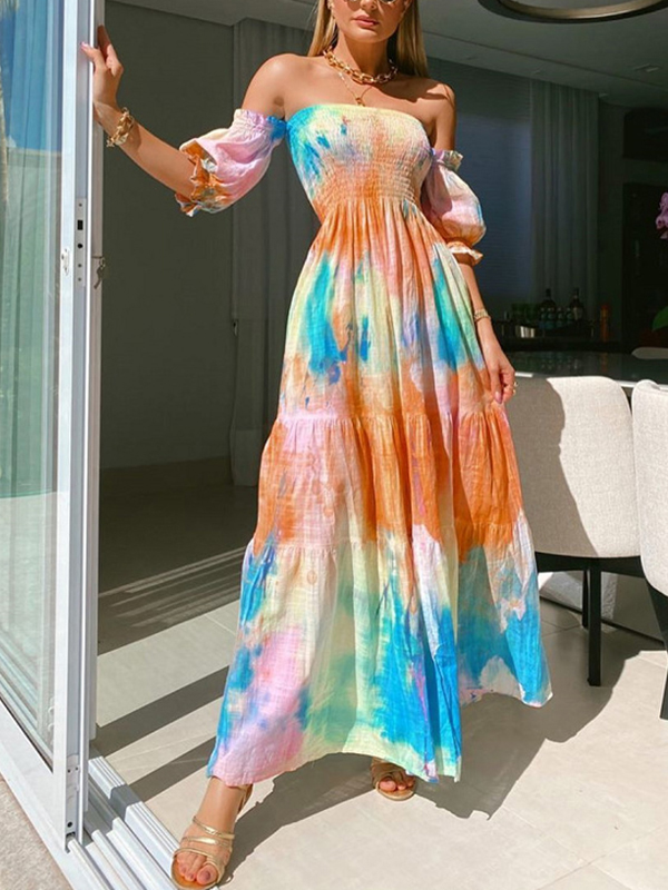 Ladies Elegant Chiffon Off Shoulder Dress