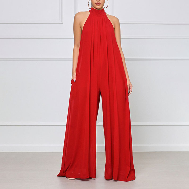 Ladies Elegant Fashion Halter Sleeveless Jumpsuit