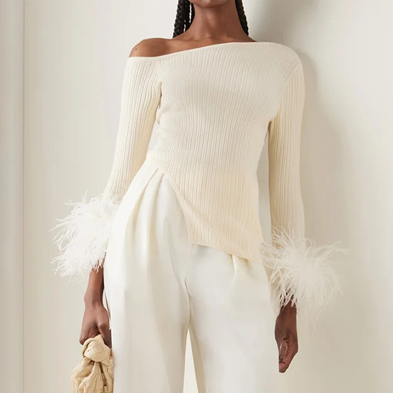Ladies Elegant Feather Knit Top