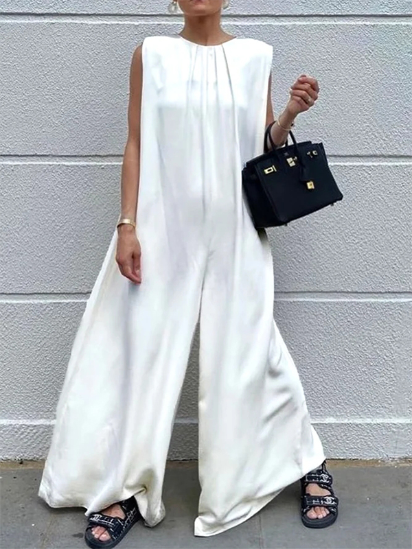 Ladies Elegant Casual Solid Color Jumpsuit