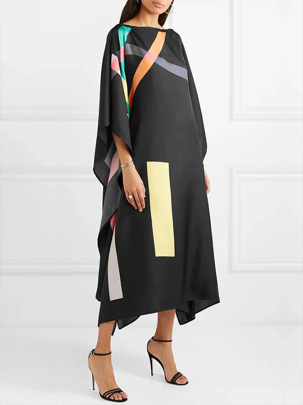 Ladies Elegant Fashion Printed Round Neck Dress