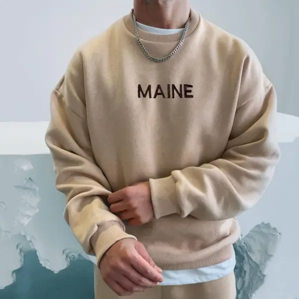 Retro Men's Casual Simple Maine Sweatshirt - Faciway.com 