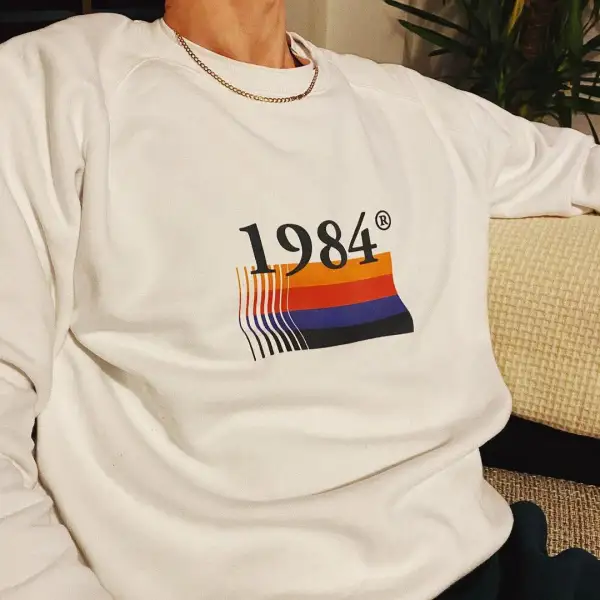 Männer Vintage Fashion 1984 Print Strips Simple Casual Unisex Sweatshirt - Paleonice.com 