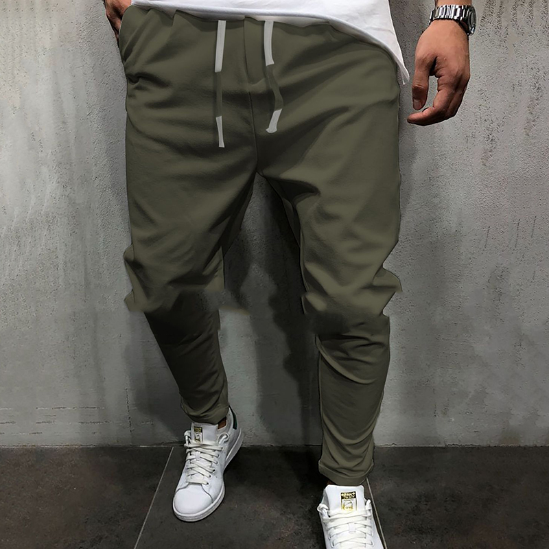 Fashion Casual Pure Colour Elastic Waistband Pants