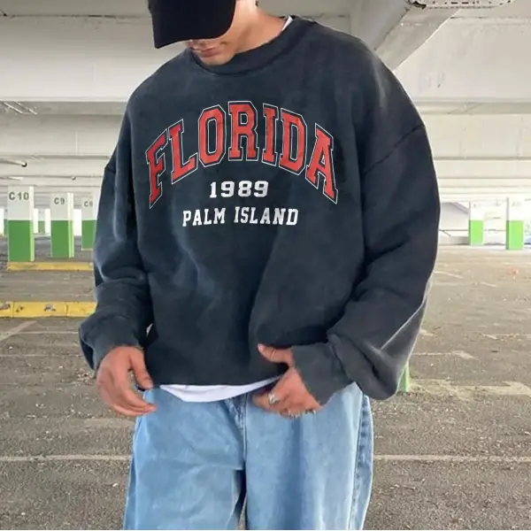 Sweat-shirt à Imprimé Décontracté Florida Pour Hommes Rétro - Paleonice.com 