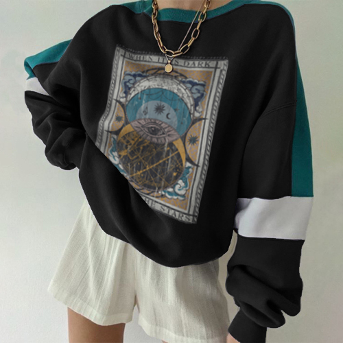 Modern Printed Color Long Sleeve Sweatshirt