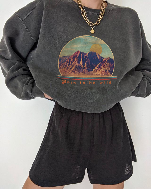 Canyon Letter Print All match Casual Loose Sweatshirt