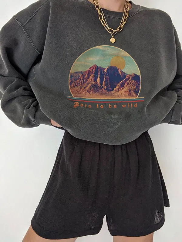 Canyon Letter Print All-match Casual Loose Sweatshirt - Oasisjoy.com 