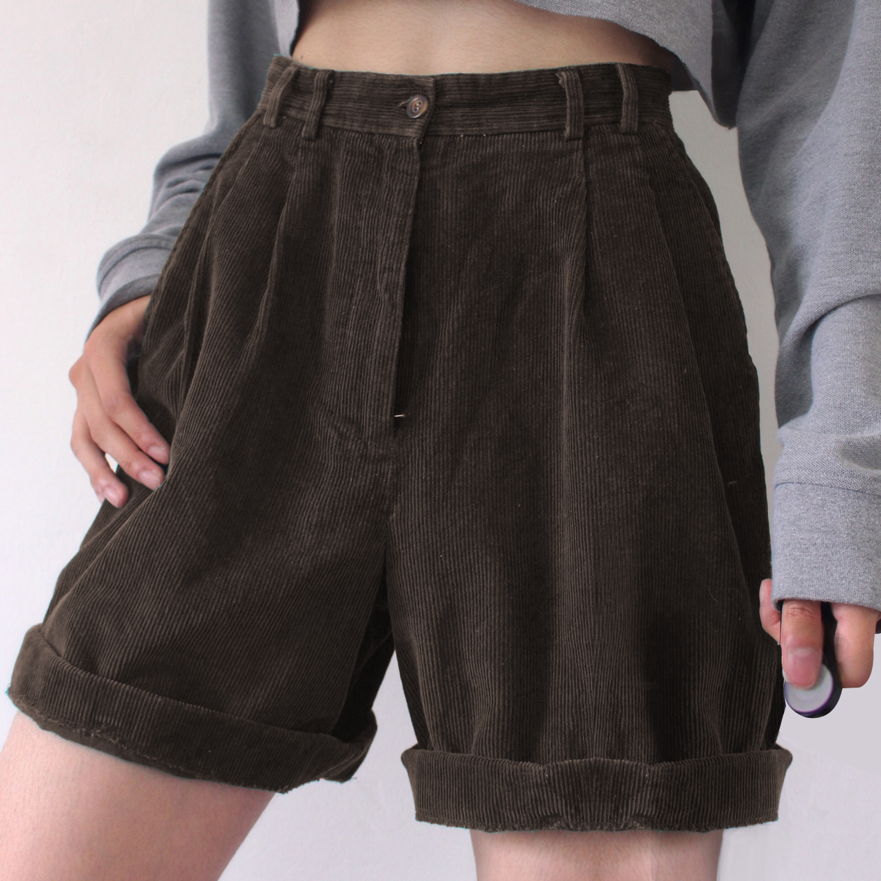 Summer Dark Color Retro Corduroy Shorts