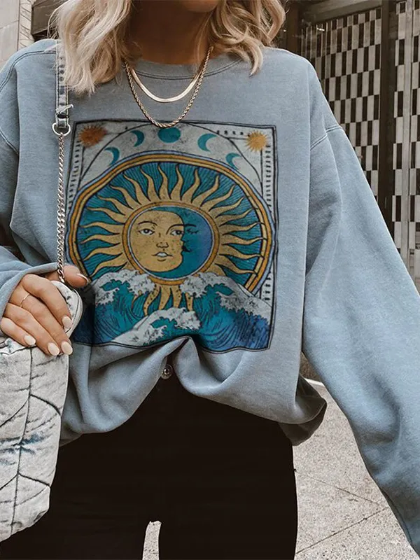 Vintage Casual Long-sleeved Printed Sweatshirt - Oasisjoy.com 