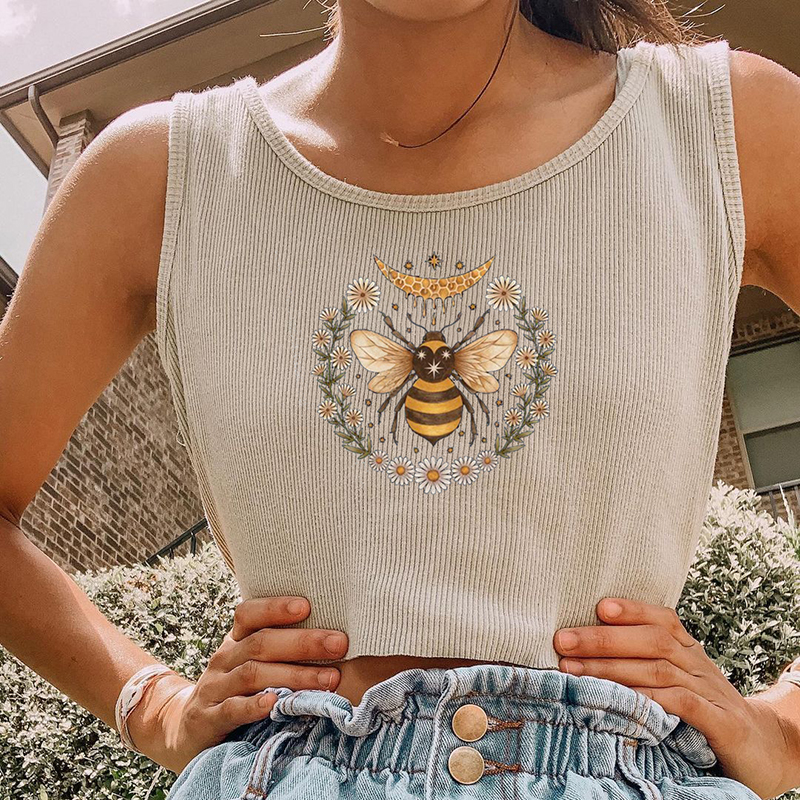 Vintage Bee Flower Print Vest