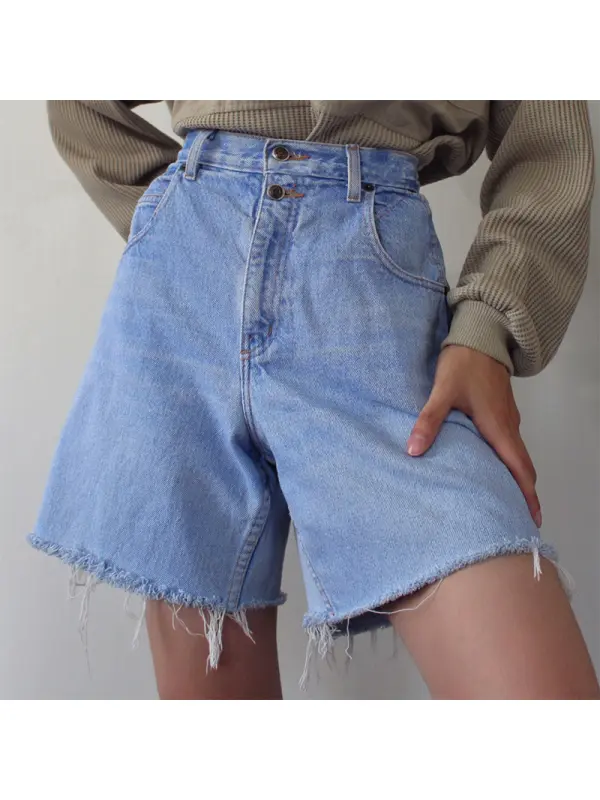 Vintage Casual Loose Denim Shorts - Viewbena.com 