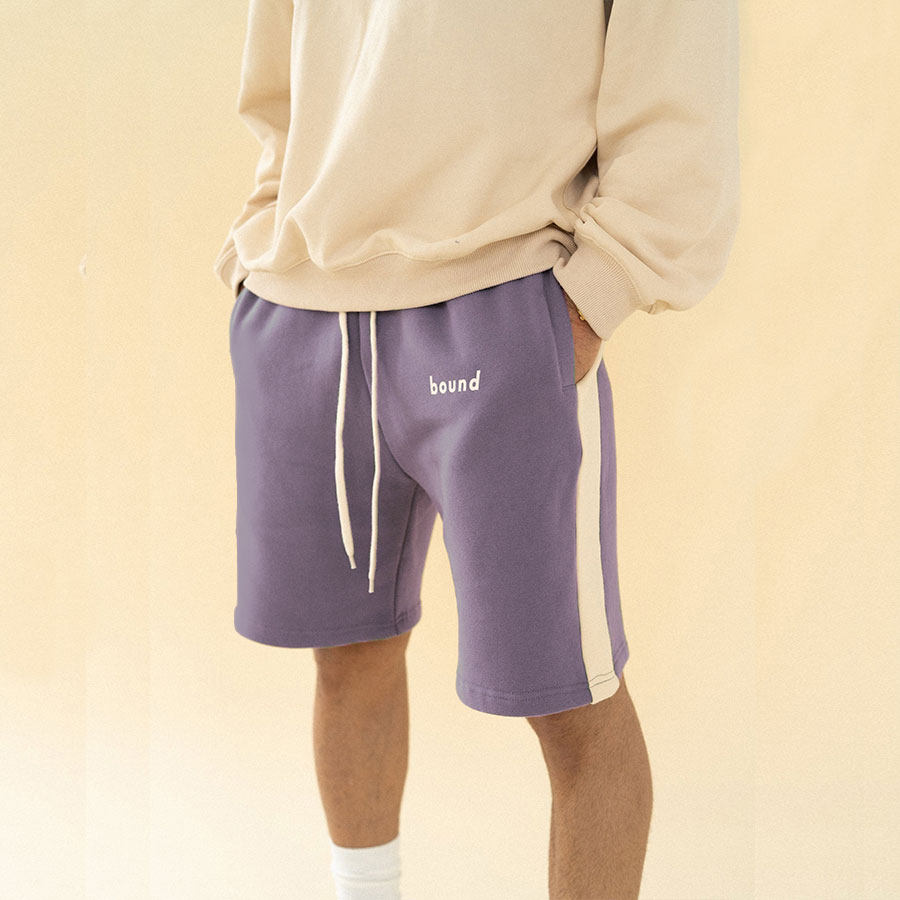 

Purple Striped Jogging Pants Fashion Casual Sports Shorts