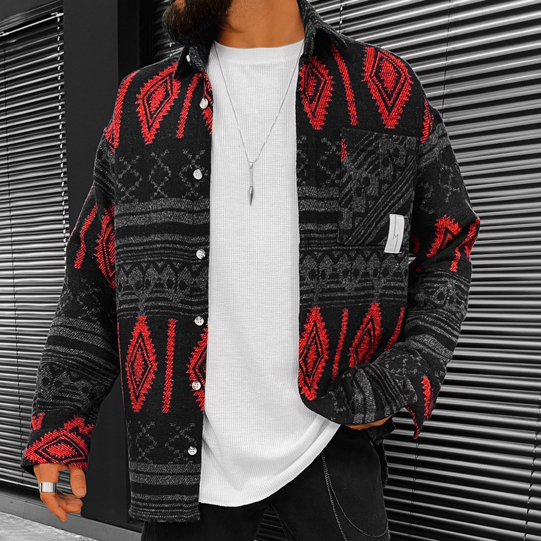 Ethnic Print Shirt Jacket