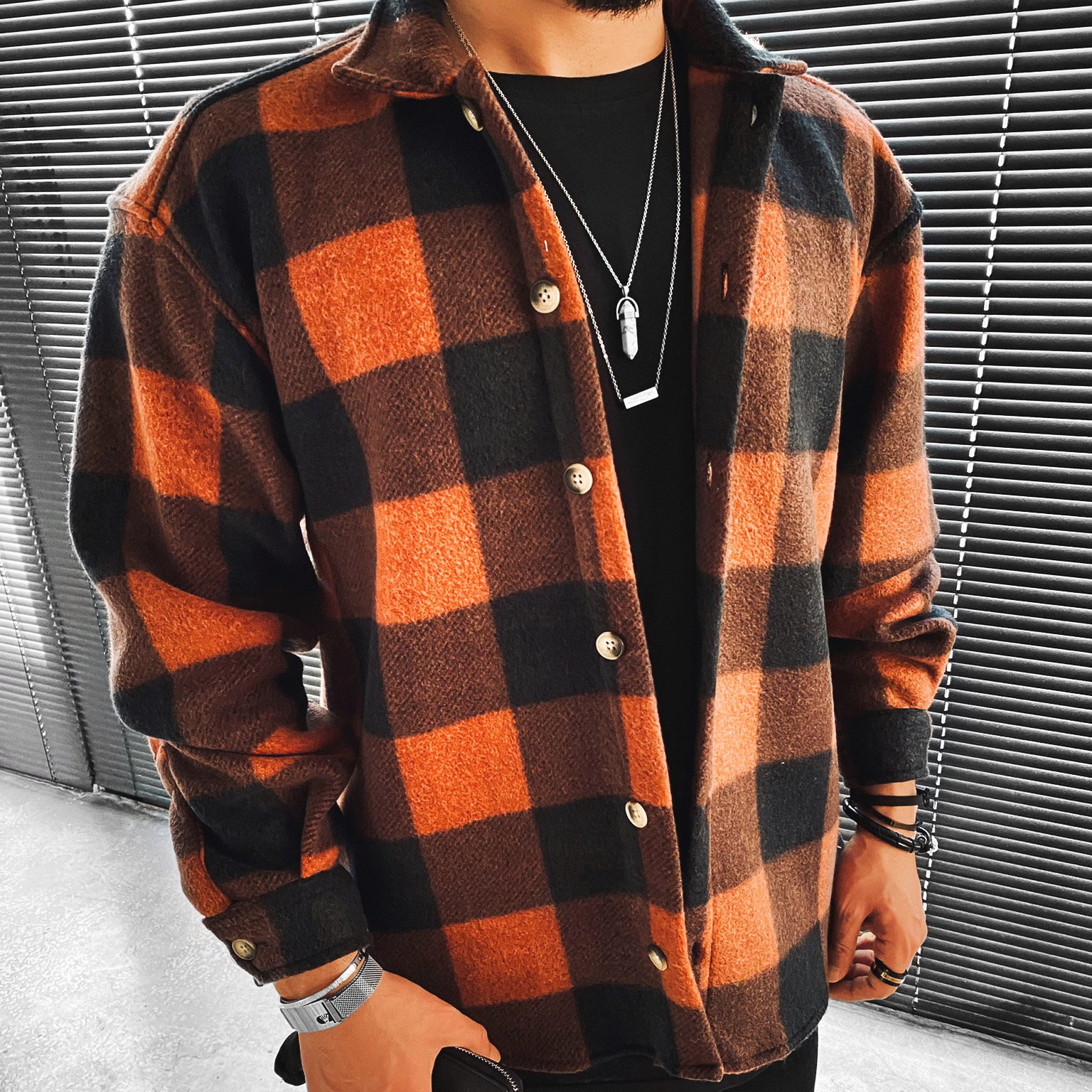 Casual Fashion Check Texture Jacket