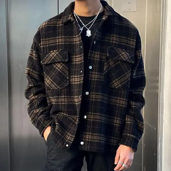 Men's Check Casual Single Breasted Jacket - Chrisitina.com 