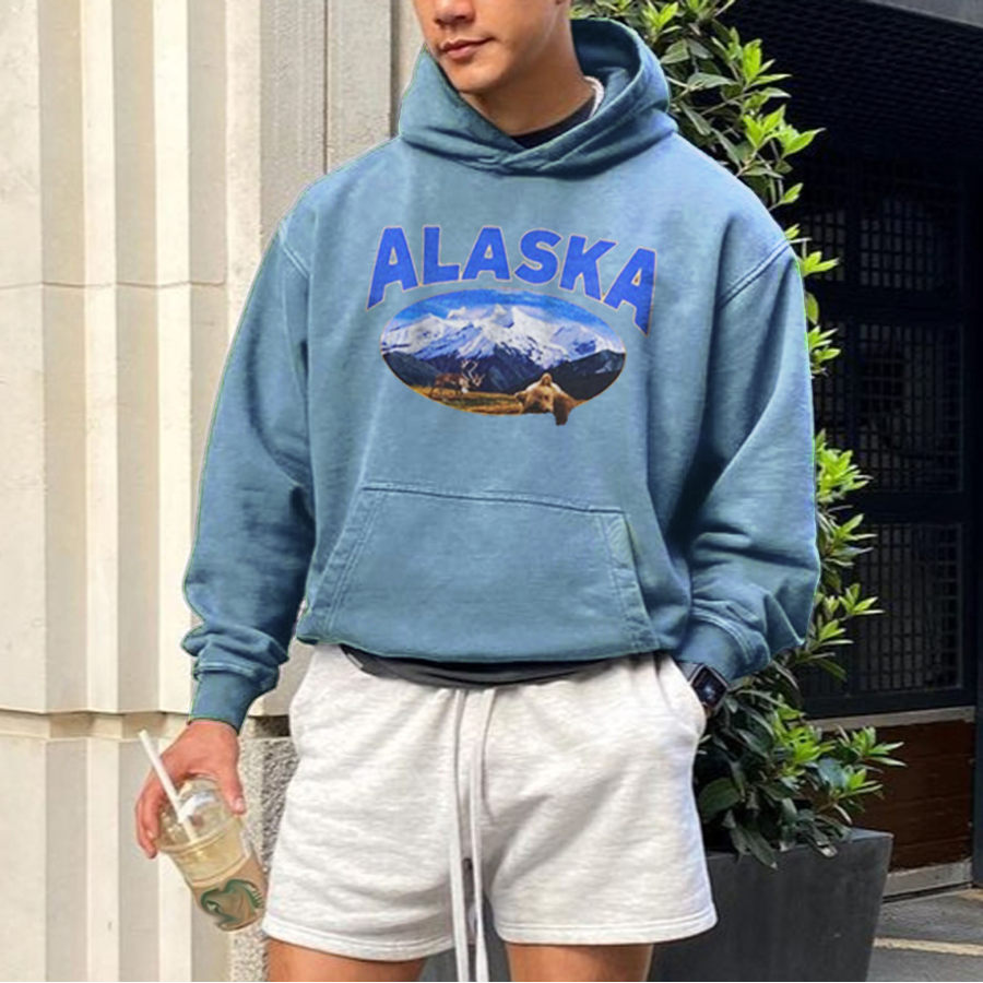 

Men's Alaska Print Casual Hoodie