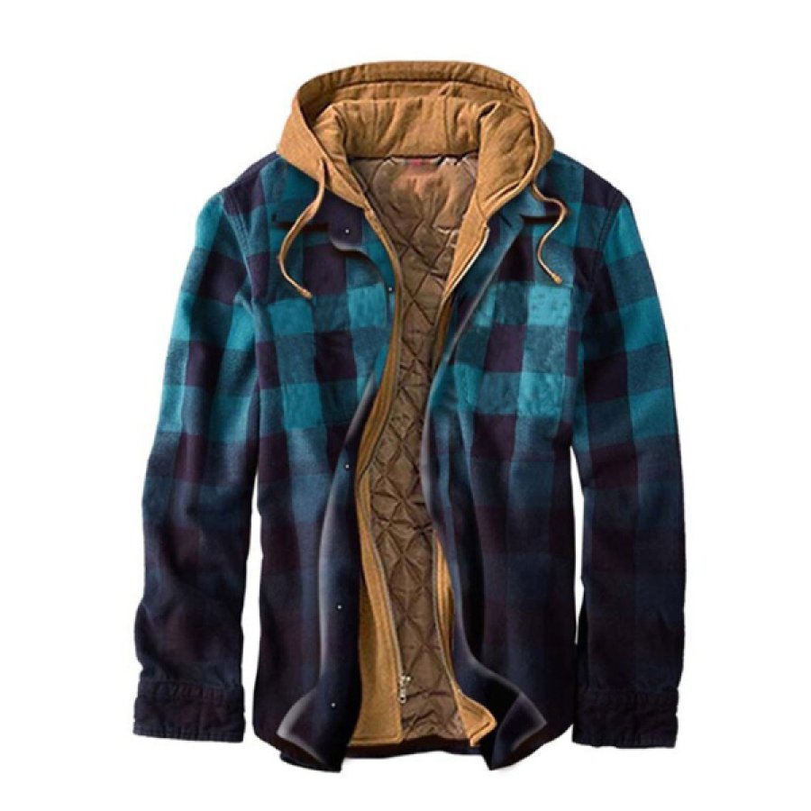 

Mens Winter Plaid Thick Casual Jacket