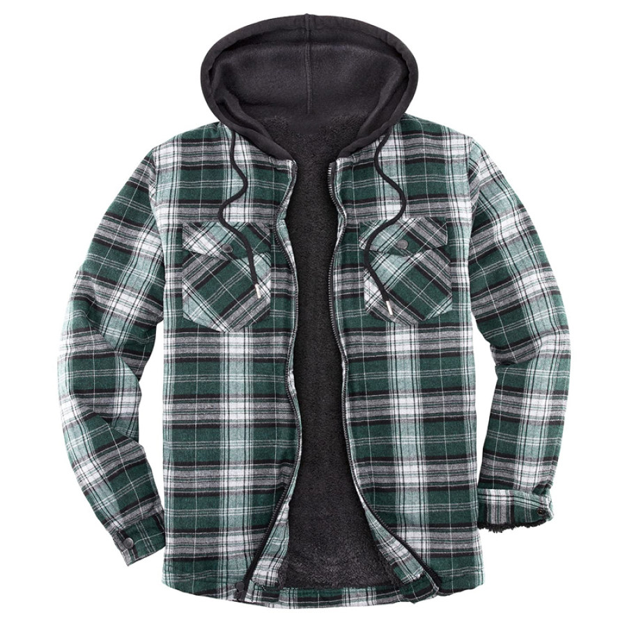 

Mens Winter Plaid Thick Casual Jacket