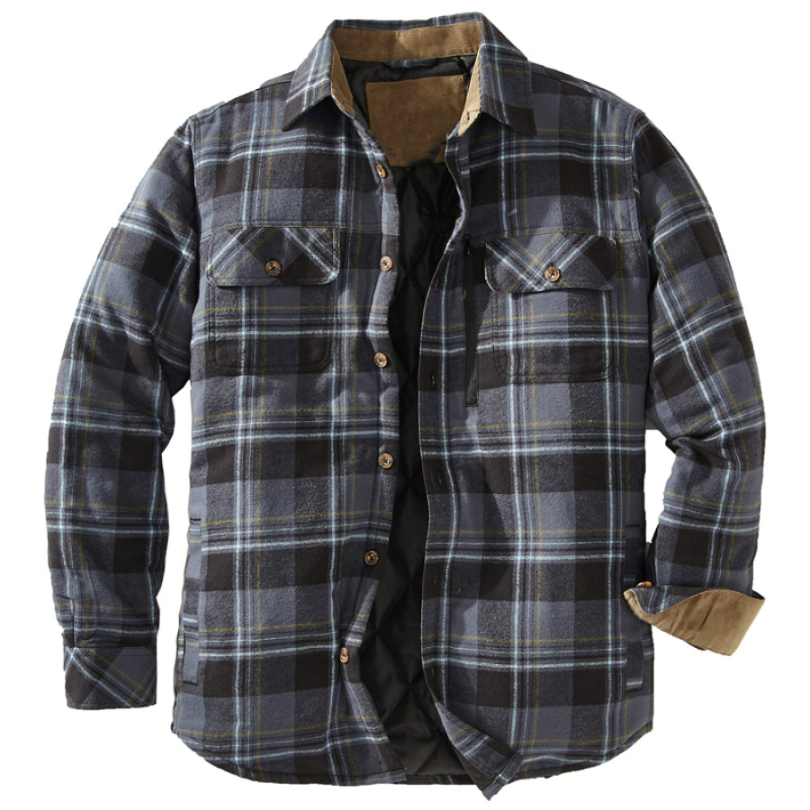 

Mens Winter Plaid Thick Casual Jacket