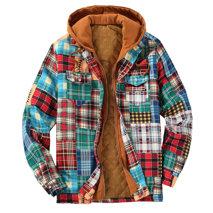 

Mens Winter Plaid Thick Casual Jacket