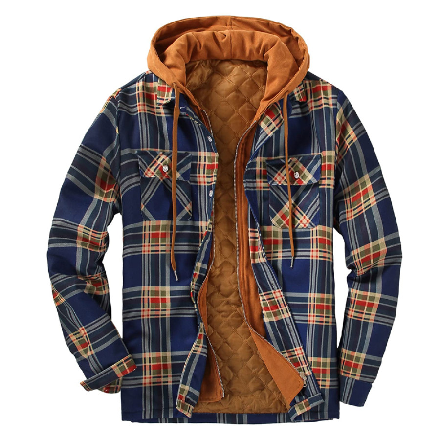 

Mens Winter Plaid Thick Casual Jacket