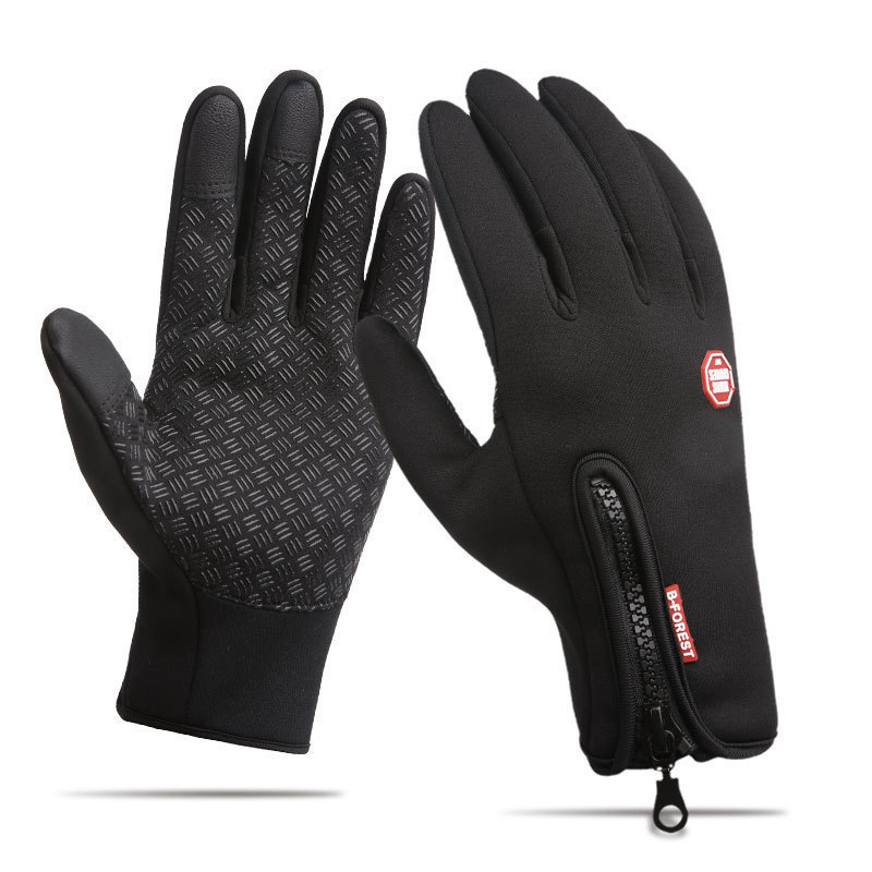 Couple Style Fleece Warm Chic All-finger Windproof And Waterproof Gloves